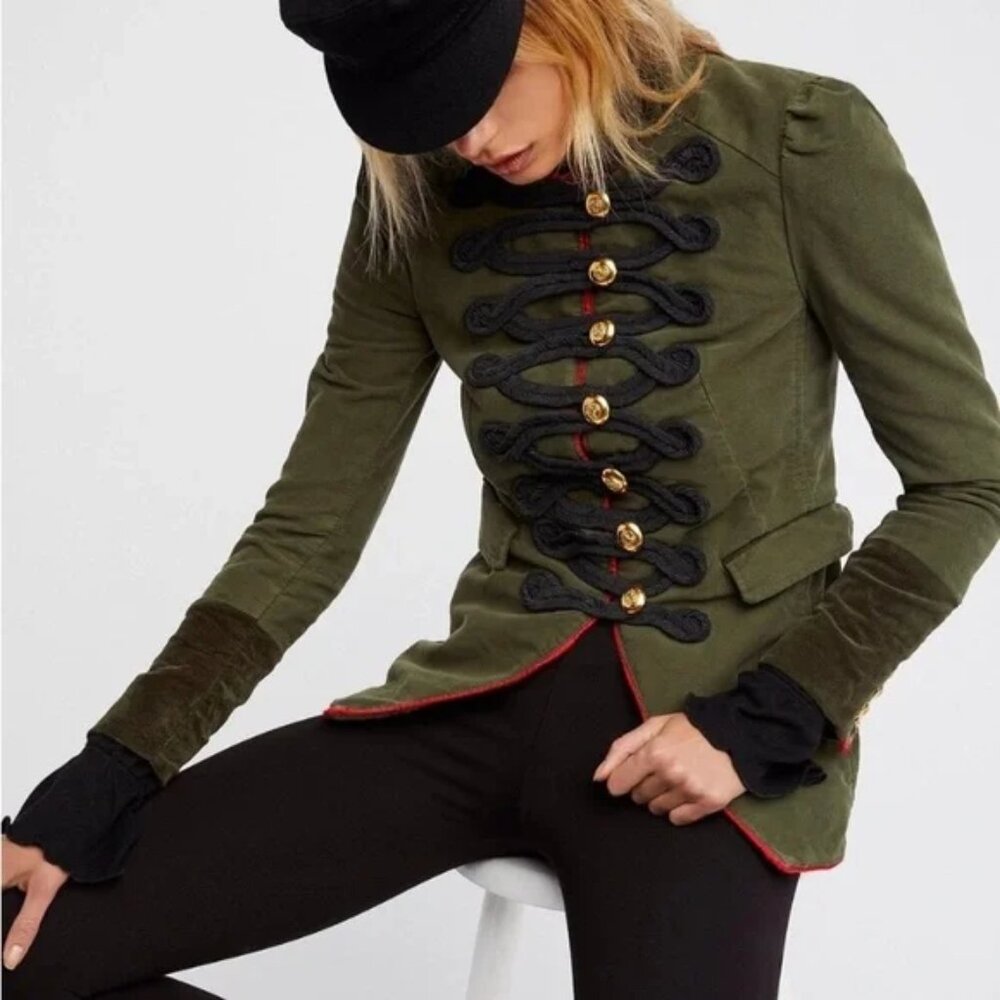 Free People Seamed & Structured Military Jacket - Green